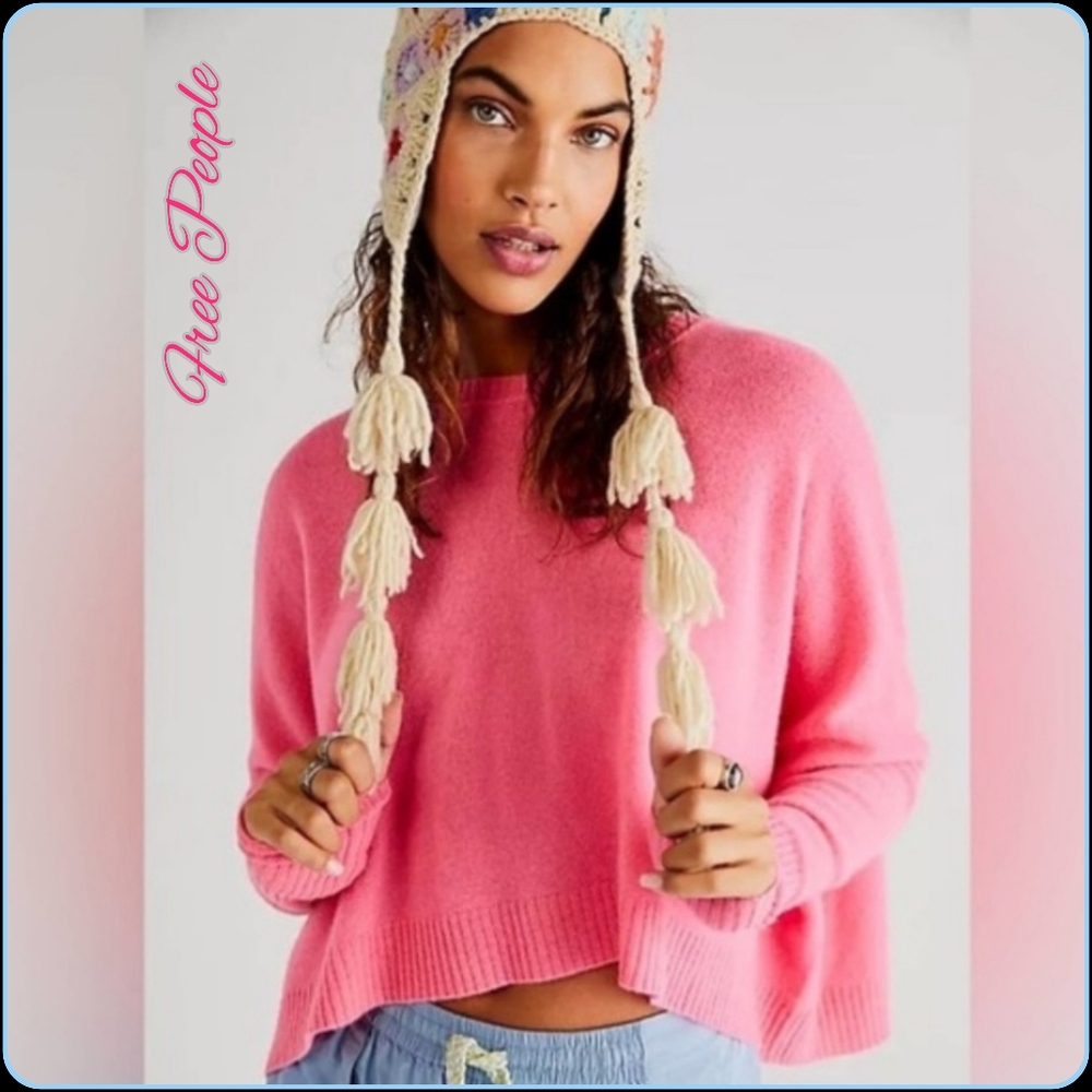 Free People Pink Rose Venice Cashmere Pullover Sweater Size Small NWT